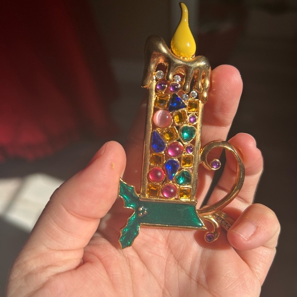 Vintage big 1980’s nostalgia Colourful Candle Brooch 🕯️ - Picture 1 of 7